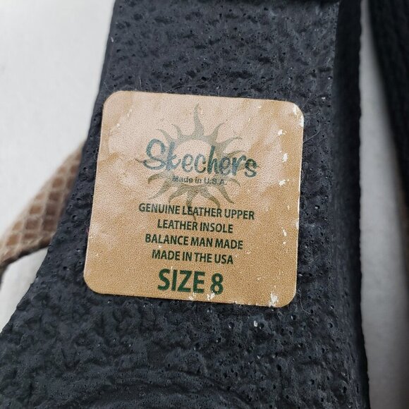 Y2K 90s Skechers Rhinestone Sandal Womens 8 Tan Leather Platform Chunky Vintage - Picture 11 of 12